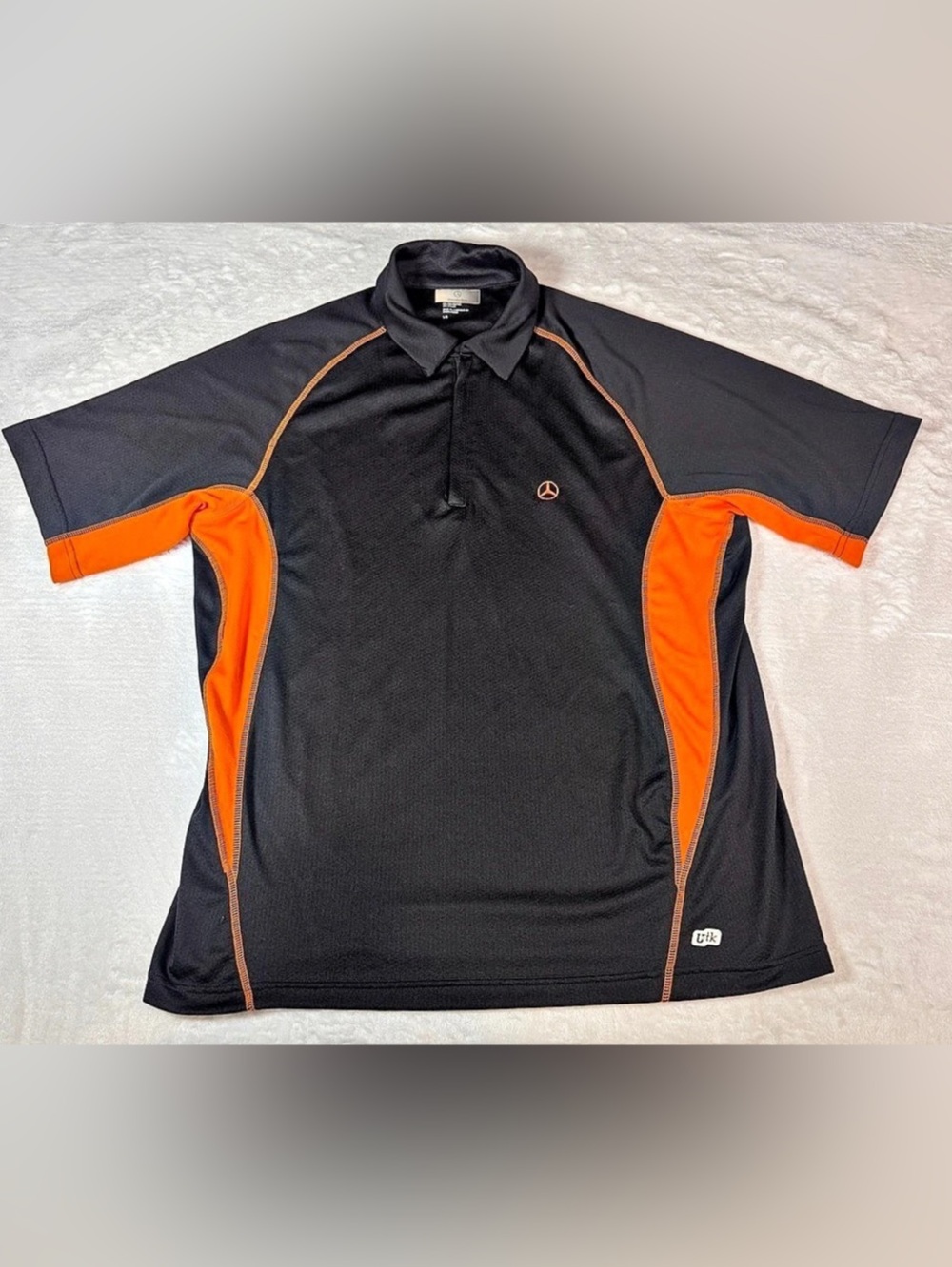 Mercedes-Benz Men’s Large Black Orange Performance Polo Shirt UTK Golf Automotiv